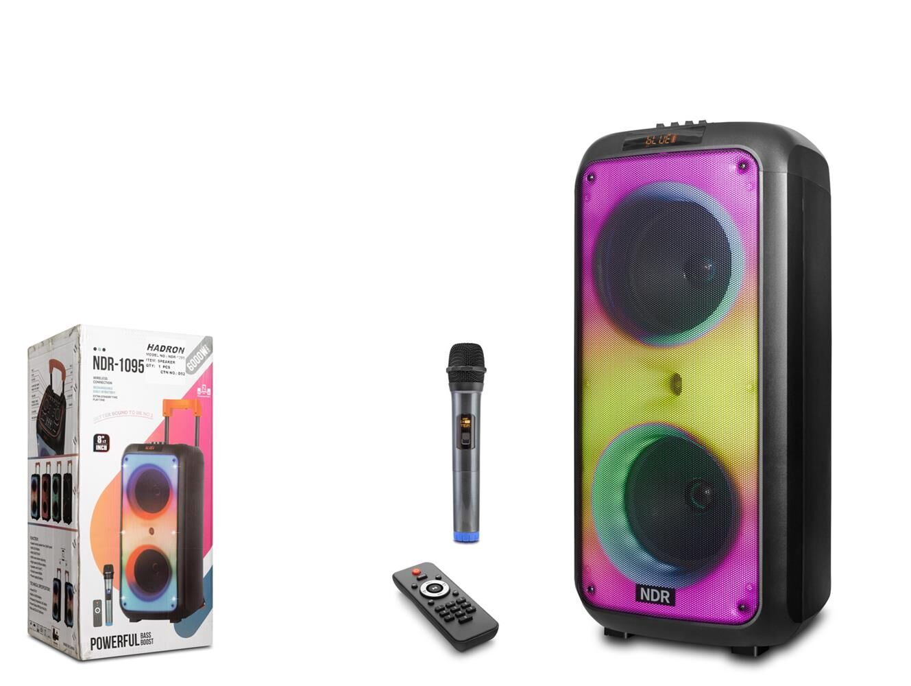 NDR-1095 6000W tepe güç çift 8'' Karaoke Bluetooth Boombox