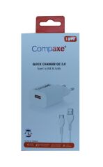 Compaxe CTA-150UT 5V 3a 18W 1mt Ev Şarj  Type-C Şarj Kablosu