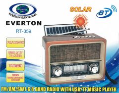 Everton RT-359 Fm-Am-Sw-Usb&Tf Player Güneş Enerjili Nostaljik Radyo