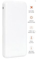 SnapMax SNP-3000 Beyaz 10.000 mah Powerbank 2x USB Çıkışlı 1 Type-C ve 1 Micro Girişli